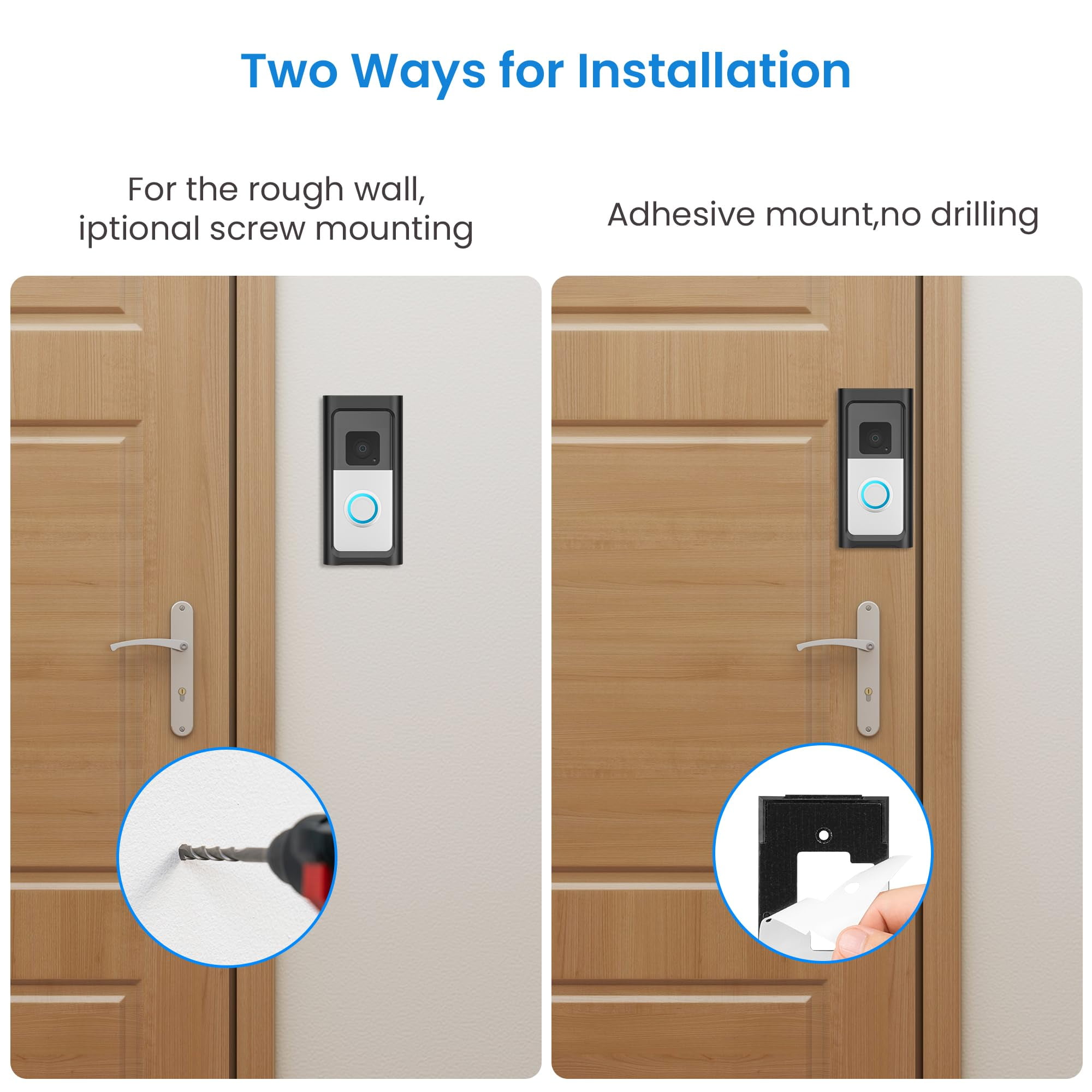 NOBRAND Adhesive Video Doorbell Mount, Black