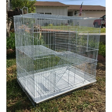 24" 3-Levels Foldable Chew Proof Hamster Mouse Gerbil Guinea Pig Critter Habitat House Small Animal Cage For Chinchilla Degu Rats Mice Ferret