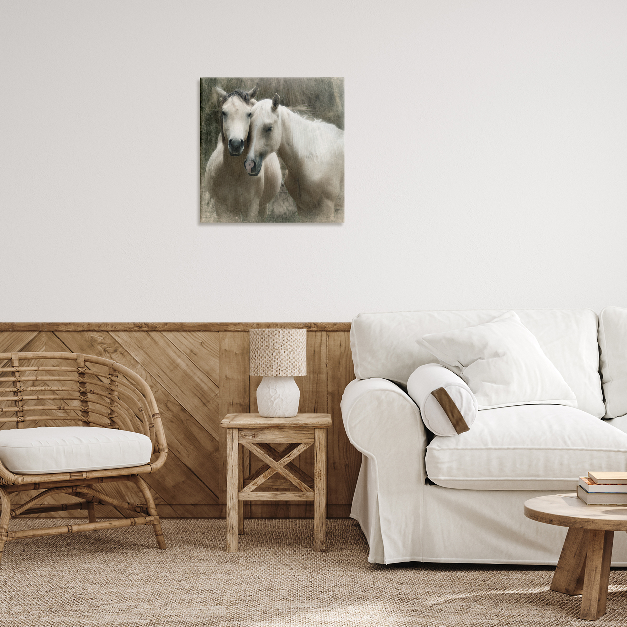 Stupell Industries Snuggling Horses on Farm Animals & Insects Painting Gallery Wrapped Canvas Art Print Wall Art, 24 x 24