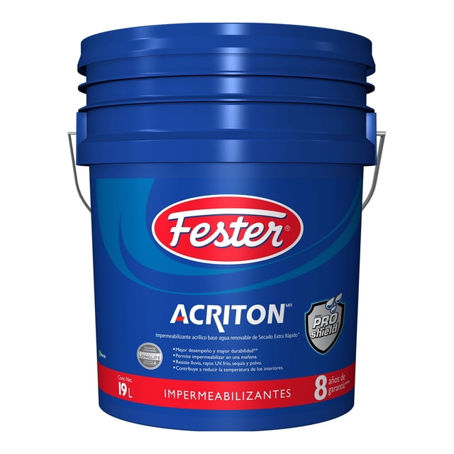 Impermeabilizante Acrílico Base Agua Renovable de Secado Extra Rápido Fester Acriton ProShield 8 Años 19 L Fester Acriton ProShield 8 Años 19 L Verde
