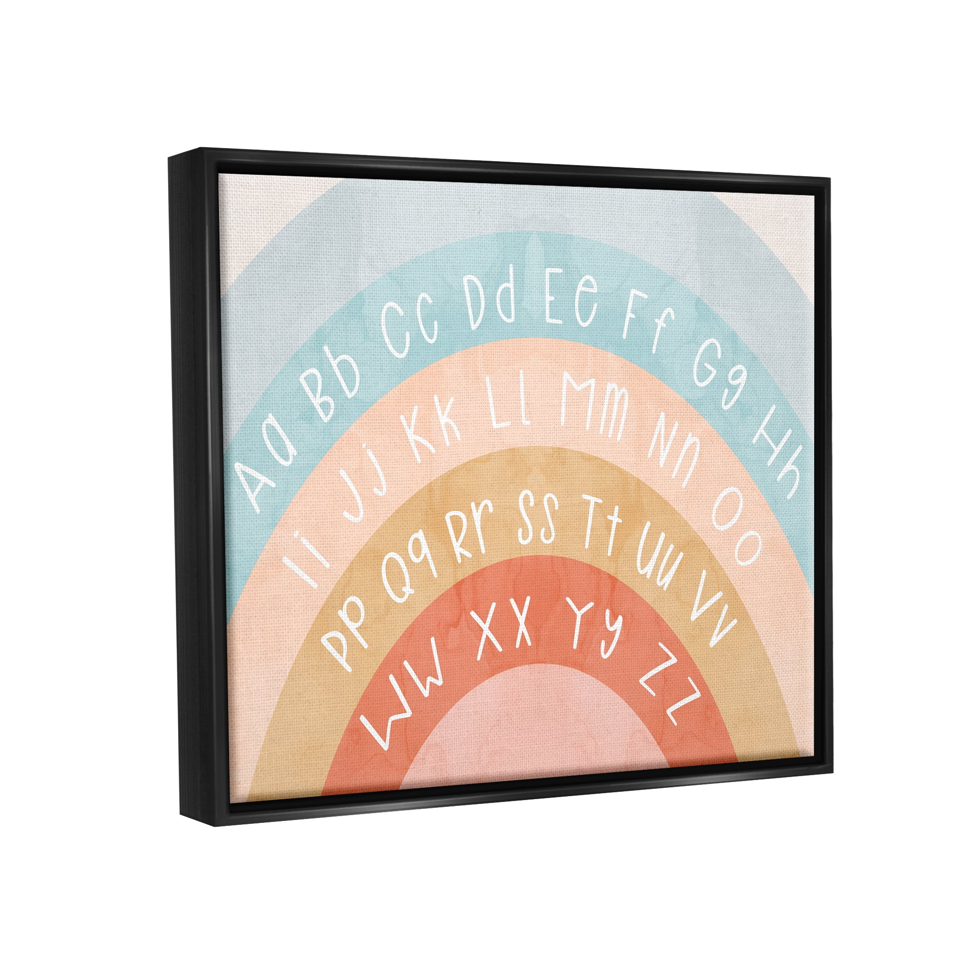 Stupell Industries Pastel Rainbow Alphabet Landscape Painting Black Floater Framed Canvas Art Print Wall Art, 31 x 25