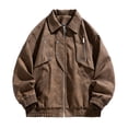 thumbnail image 4 of Zpzdpjkx Mens PU Leather Bomber Jacket Lapel Collar Multi Zipper Pockets Soft Texture Daily Street Fashion Casual Lightweight City Skate Vacation Jackets for Men, 4 of 7