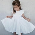 thumbnail image 2 of XBASW Toddler Baby Girls Summer Dress Summer Ruffle Sleeve Dresses 1-7 Years Girls Cotton Sundress for Kids, 2 of 9