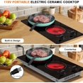 thumbnail image 2 of Karinear 110V Electric Cooktop 2 Burners - Efficient Knob Control Countertop & Built-in Ceramic Cooktop for Precise Cooking, 9 Heating Levels, Hot Warning, Over-Temperature Protection, 2 of 8