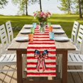 thumbnail image 4 of Independence Day USA Flag Bow Table Runner-36 Inch Long Retro Red Brown Striped Table Runners Linen Burlap Tablerunner for Kitchen Dining Room Holiday Party, 4 of 9