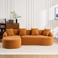 thumbnail image 7 of Newest Full Compression Sponge L-Shape Sectional Sofa with Curved Chaise, Amber Orange Modular Chenille Couch, 30D High-Density for Apartment Living Room.900 lbs., 7 of 7