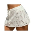thumbnail image 2 of Lnzyyephy Women Crochet Cover Up Skirt Summer Drawstring High Waist Beach Coverups Knitted Mini Skirt, 2 of 5