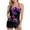Purple #C, variant on Women 2 Piece Tankini Set Tropical Floral Printed Halter Swimsuits Boyleg Shorts Swim Outfits Swimwear (XL, Blue #B)