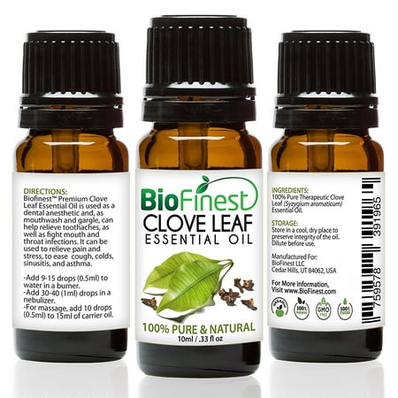 BioFinest Clove Leaf Oil - 100% Pure Clove Essential Oil - Premium Organic - Therapeutic Grade - Best For Aromatherapy - Anti-Bacteria - Natural Skin Care - FREE Essential Oil Guide