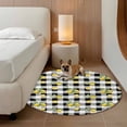 thumbnail image 3 of Summer Fruit Round Living Room Rugs 7 ft, Watercolor Yellow Lemon Rustic Flower Black White Plaid Washable Area Rug with Non-Slip Sturdy Edge Binding Round Carpet for Kitchen Office Bedroom, 3 of 9