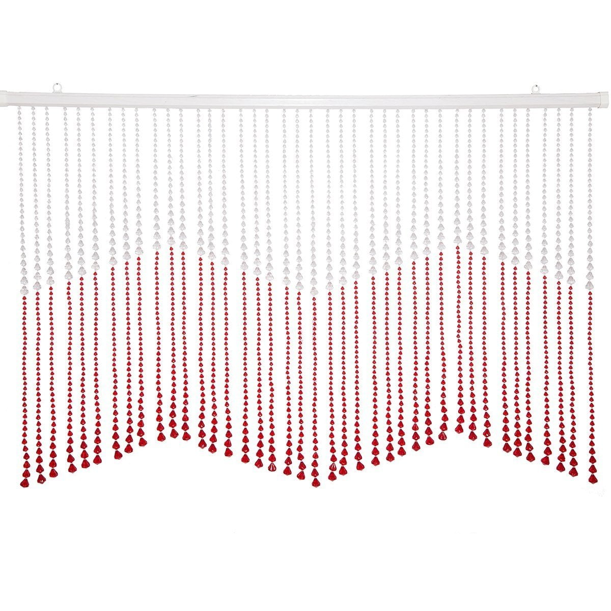 THY COLLECTIBLES Beautiful Home Decor Acrylic Beaded Valance Curtain Door Screen Divider - Acrylic Red & Crystal Clear Teardrop