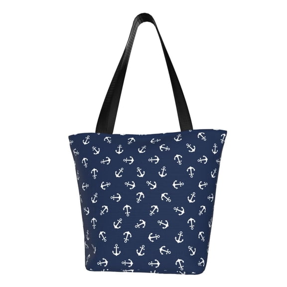 Defioc Nautical Themed Simple Anchors Print Tote Bag for Women,Shoulder Bag with Zipper Casual Tote's Handbag Big Capacity Shoulder Bag with Inner Pocket Fit for Shopping,Office,Travel