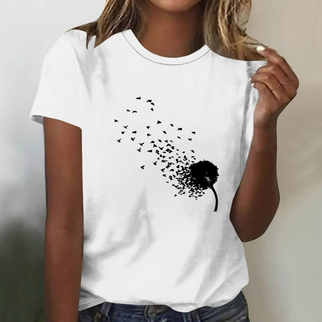 COM1950s Shorts pour Femmes, Hauts pour Femmes, T-Shirt Décontracté à Manches Courtes et Col Rond Imprimé pour Femmes, Hauts à Manches Courtes pour Femmes, Hauts à Manches 3/4 pour Femmes