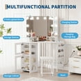 thumbnail image 2 of EDTara Corner Vanity Table with LED Mirror, 3-Fold Mirror, Power Station, USB Outlets, and Stool for Bedroom, 2 of 5