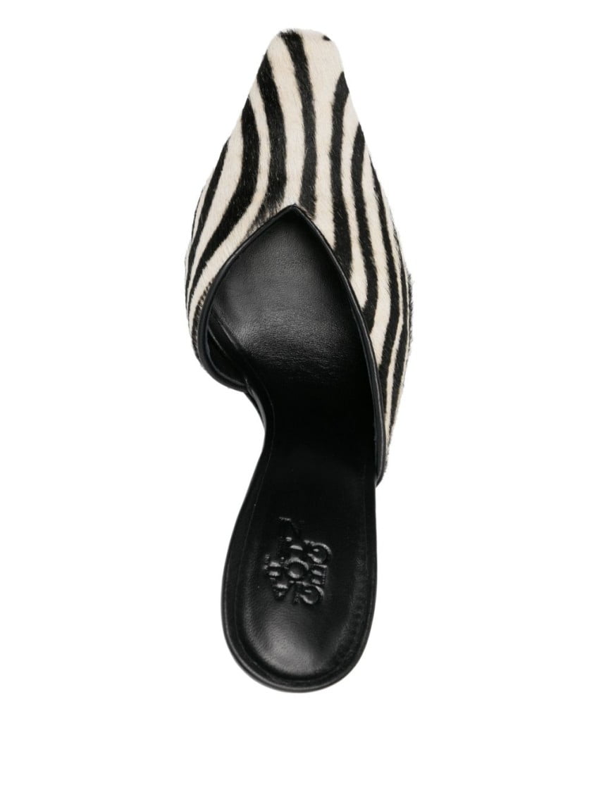 サンダル・ミュール Gia Borghini X Helsa Bold Black And White Zebra Print Mule Gia Borghini X Helsa Bold Black And White Zebra Print Mule