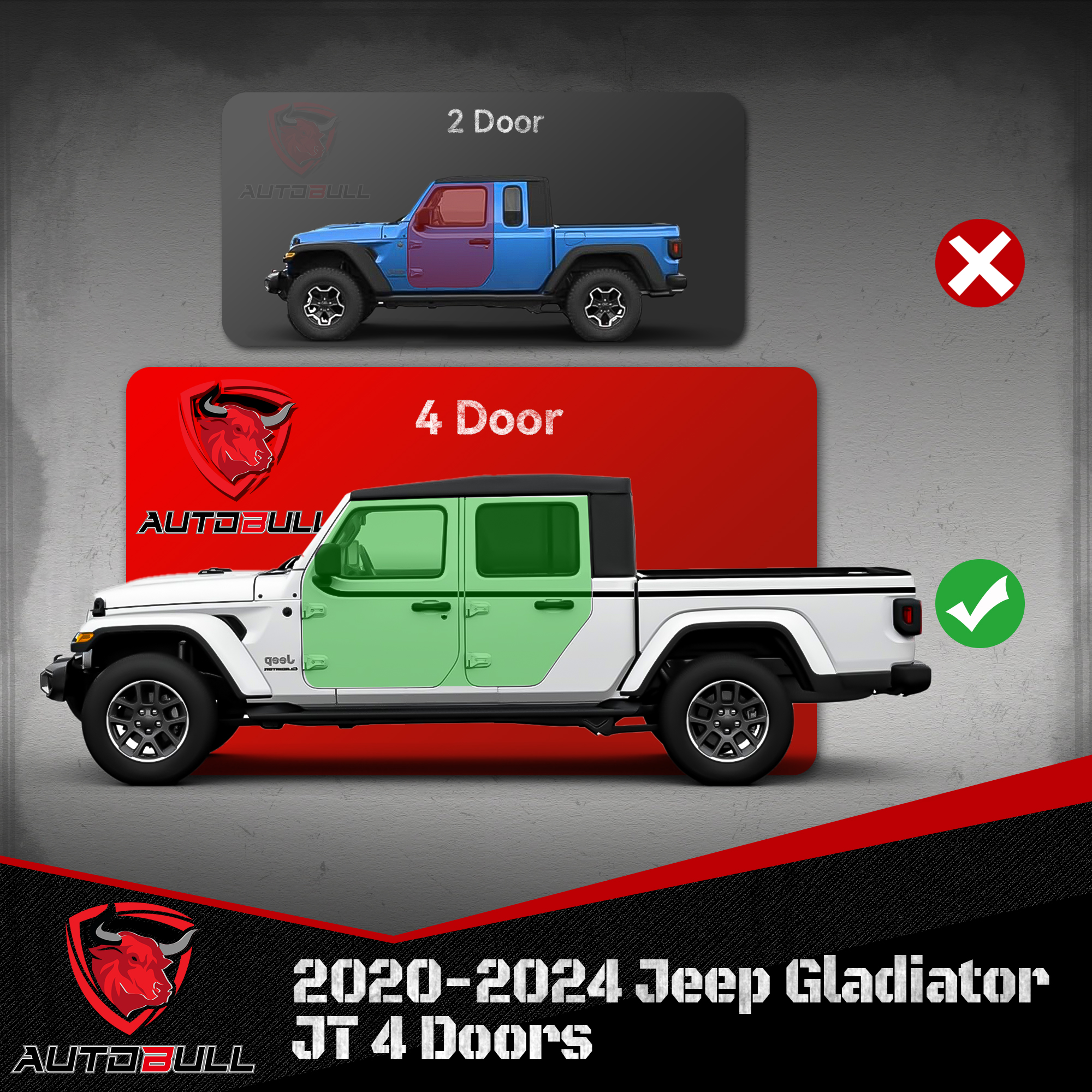 Wheel to Wheel Running Boards Compatible with 2020-2025 Jeep Gladiator JT 4 Doors, 6" Bed Access Side Step Rails Coated Black Carbon Steel Nerf Bars