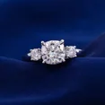 thumbnail image 2 of Kalapi Jewel Women’s Cushion Cut 1.5 Ct Moissanite Ring – Sophisticated 14K White Gold Plated Three Stone Engagement Ring with Prong Setting – Ideal Wedding & Gift Jewelry, 2 of 4
