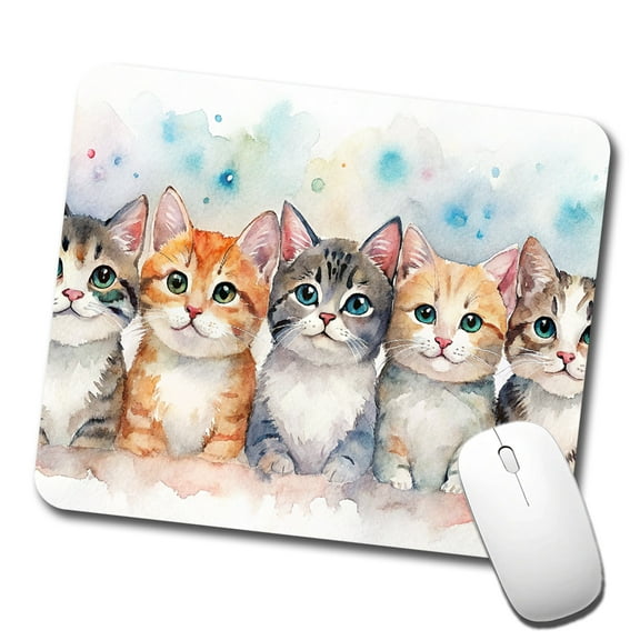 Small Cute Cats In A Row Mouse Pad Low Profile Gaming Mat