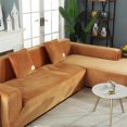 thumbnail image 5 of SHANNA Thick Velvet L Shape Sofa Covers, Non-Slip Sectional Couch Cover Protector Plush Sofa Slipcovers with 2pcs pillowcase for Living Room, Orange, 5 of 9
