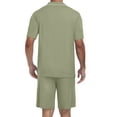 thumbnail image 4 of GIRUNS Mens Pajamas Sets Summer Sleepwear Modal Soft Loungewear Short Sleeve and Shorts 2 PCS PJ Sets Army Green M, 4 of 8