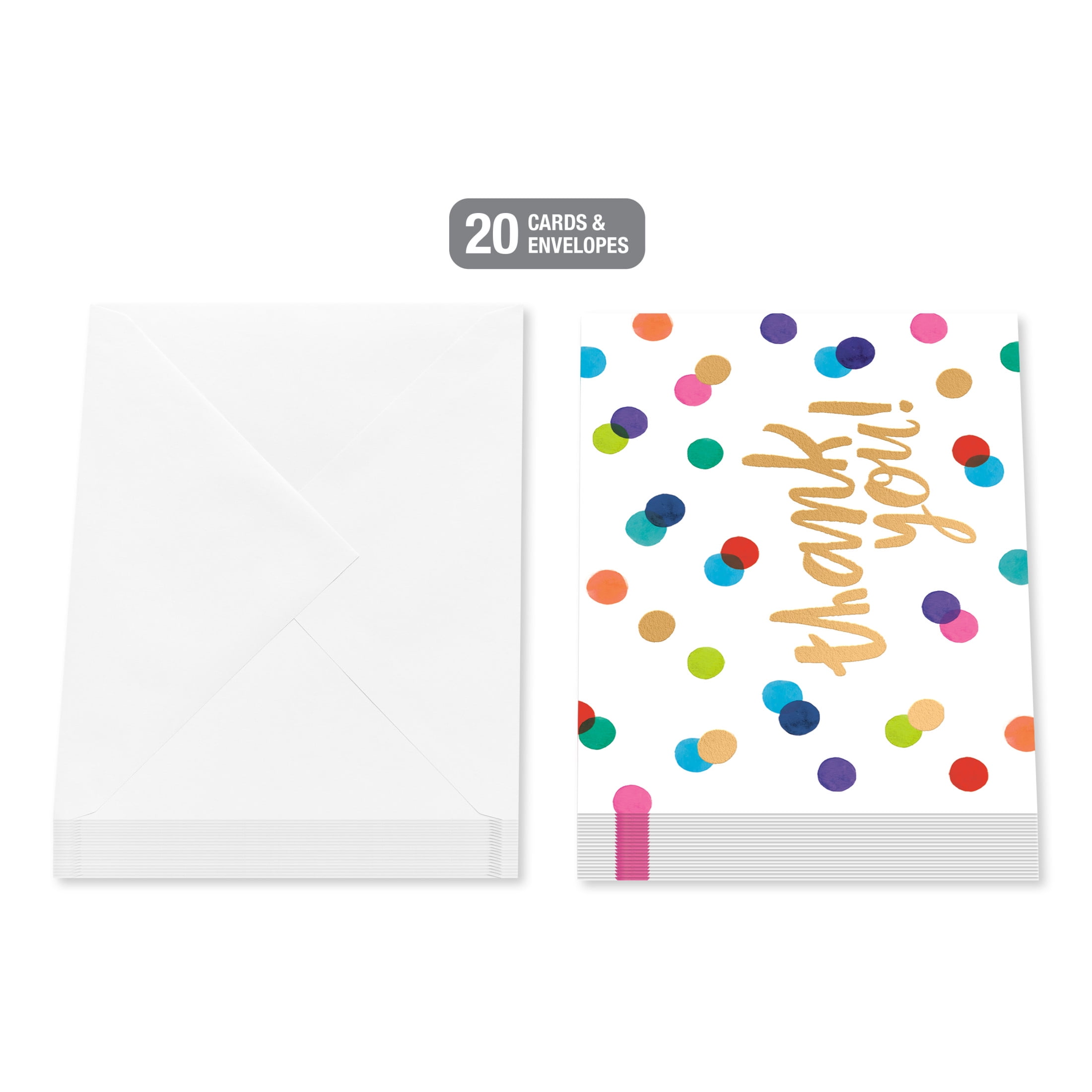 American Greetings Thank You Card Stationery Notes, Dots, Gold (20-Count)