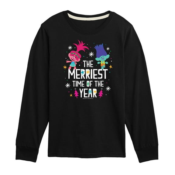 Trolls - The Merriest Time Of The Year Poppy and Branch - Toddler & Youth Long Sleeve Graphic T-Shirt