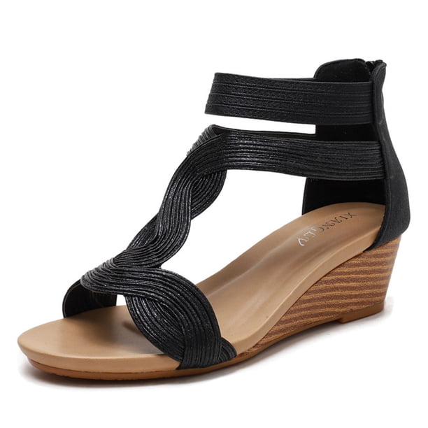 Sandalias de cuña cómodas sandalias de playa con tiras abiertas zapatos para caminar para mujer