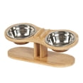 thumbnail image 2 of Tazón Elevado para Gatos con Cuenco de Acero Inoxidable Resistente Base Antideslizante Adaptable Plato Ajustable de Madera Diseño Desmontable, 2 of 9