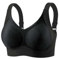 thumbnail image 2 of Jinhomg Front Closure Bras for Women Everyday Comfort Office Wear Wirefree Push-Up Bra No Print Pullover Style, Breathable Comfort, Soft Lining Black XXXL, 2 of 7