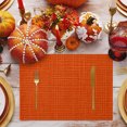 thumbnail image 3 of Burnt Orange Solid Color Placemats Set of 4, Abstract Woven Texture Vintage Washable Wipeable Table Mats for Dining Tables, Indoor Outdoor Kitchen Place Mats for Holiday Party Table Decor, 3 of 9