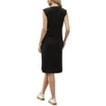 thumbnail image 3 of Cap Sleeve Work Dress for Women's Summer Midi Round Neck Casual Split Hem Dresses XS Black, 3 of 6