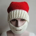 thumbnail image 3 of YEKEYI Unisex Christmas Winter Knitted Crochet Beanie Santa Hat with Beard Foldaway Bearded Caps, 3 of 4