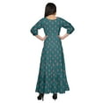 thumbnail image 3 of Moomaya Printed Round Neck 3/4 Sleeve Long Maxi Dress With Drawstring Waist, 3 of 3