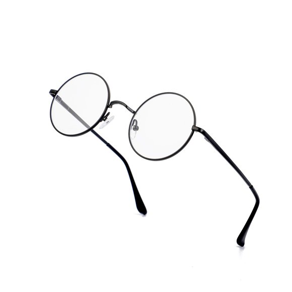 EYLRIM Round Blue Light Blocking Glasses for Women Men Circle Clear Lens Metal Frame Eyeglasses Non Prescription(Black)