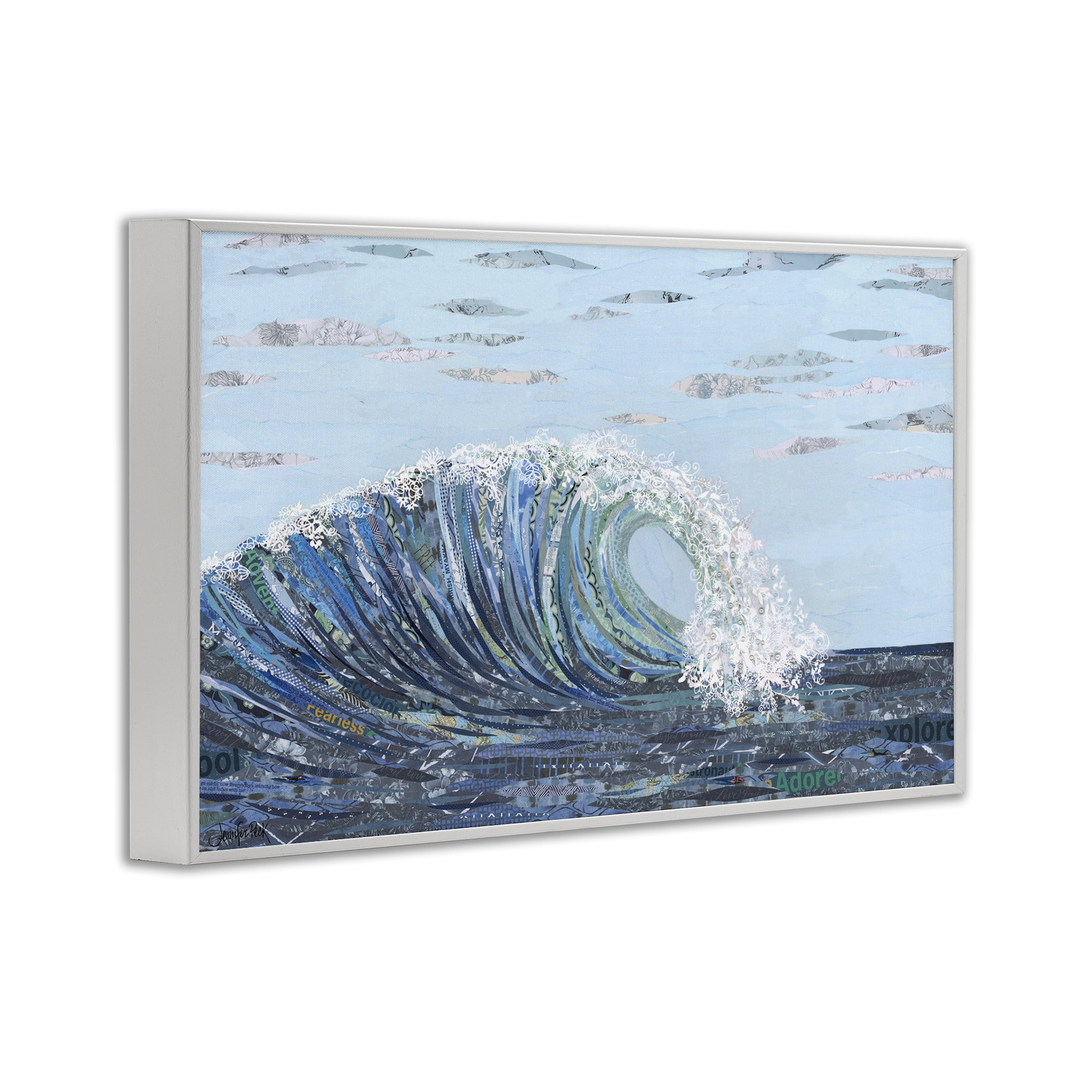 Stupell Industries Big Kahuna Wave Landscape Painting White Framed Art Print Wall Art, 24 x 16