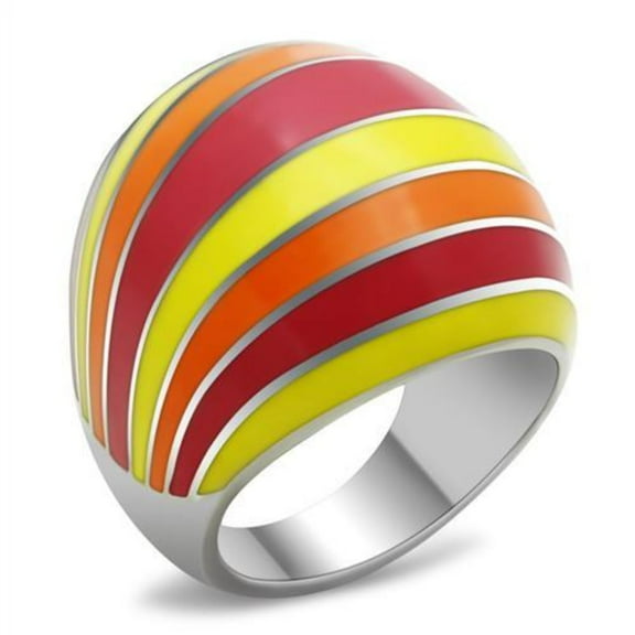 Luxe Jewelry Designs Stainless Steel Tapered Women's Ring with Multi Color Epoxy - Size 10 (Pack of