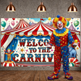 thumbnail image 6 of Clown Design Carnival Banner Elephant  Circus Display Colorful Balloons Striped Tent Welcome Backdrop for Carnival Party Circus Event Welcome Celebration, 6 of 8