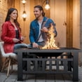 thumbnail image 3 of Lacoo 32" Patio Square Fire Pit Table for Patio Backyard BBQ, Ice Storage with Mesh Lid, Poker and Cover, Matt Black, 3 of 7
