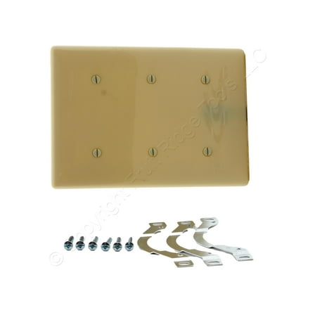 Hubbell NP34I Ivory Unbreakable Nylon 3-Gang Strap Mount Blank Cover Wallplate