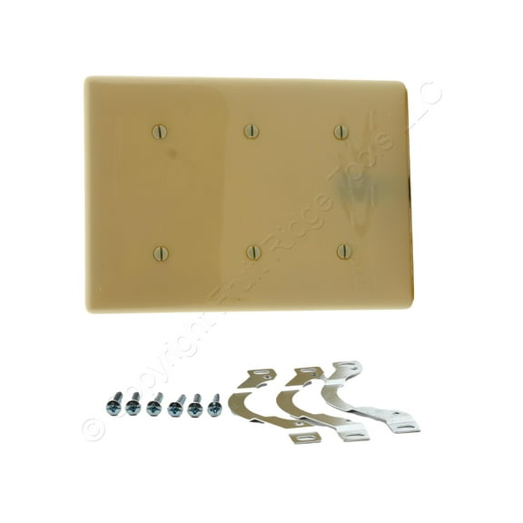 Hubbell NP34I Ivory Unbreakable Nylon 3-Gang Strap Mount Blank Cover Wallplate
