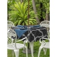 thumbnail image 2 of Outdoor Tablecloth with Umbrella Hole and Zipper, Black Morocco Round Table Cloth 60 Inch Waterproof Tablecloth, Boho Vintage Quatrefoil Geometric Plaid Picnic Table Cover for Patio Camping, 2 of 7