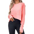 thumbnail image 4 of Long Sleeved Women Solid Athletic Crop Shirt Tee, 4 of 6
