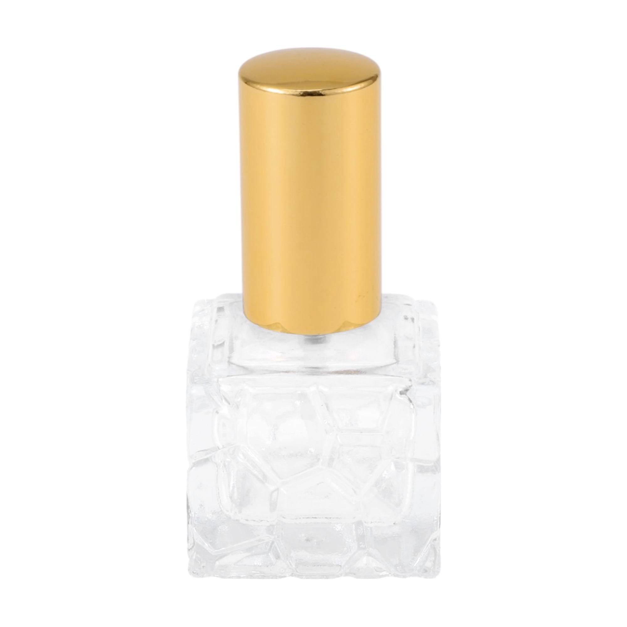 Unique Bargains Square Perfume Bottle for Bathroom 0.33oz 1 Pc Gold Tone