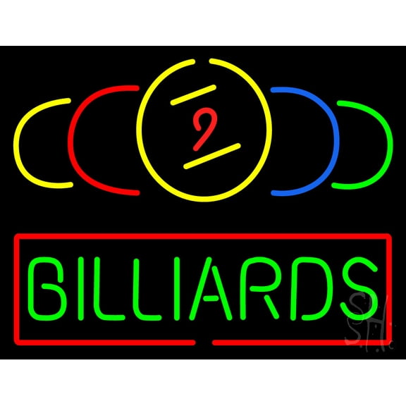 9 Ball Billiards LED Neon Sign 15" Tall x 19" Wide - inches Black Square Cut Acrylic Backing, with Dimmer - Premium built indoor Sign for Storefront, Store interior, Bar, Game zone, Clubs.