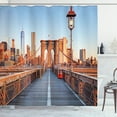 thumbnail image 1 of Ambesonne City Shower Curtain, Brooklyn Bridge Manhattan, 69"Wx84"L, Orange Pale Blue Grey, 1 of 3