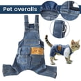 thumbnail image 2 of Denim Dog Overalls, Breathable Cotton Spring Fall Apparel Puppy Kitten Fashion Clothing Washable Jean Fabric Pet Jumpsuit Small Animal Garment Blue, 2 of 6
