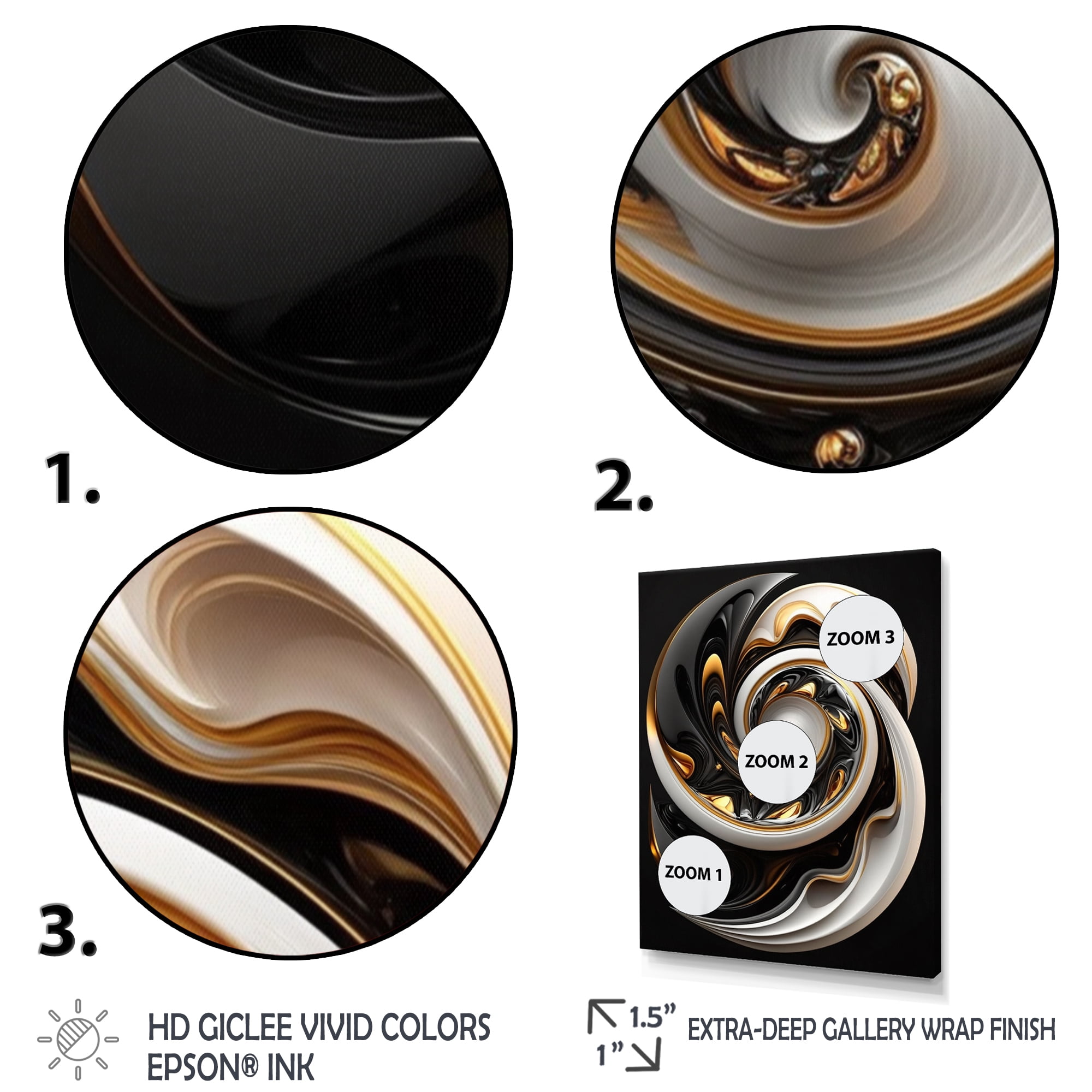Designart Gold And Black Stained Glass Spiral I Canvas Wall Art