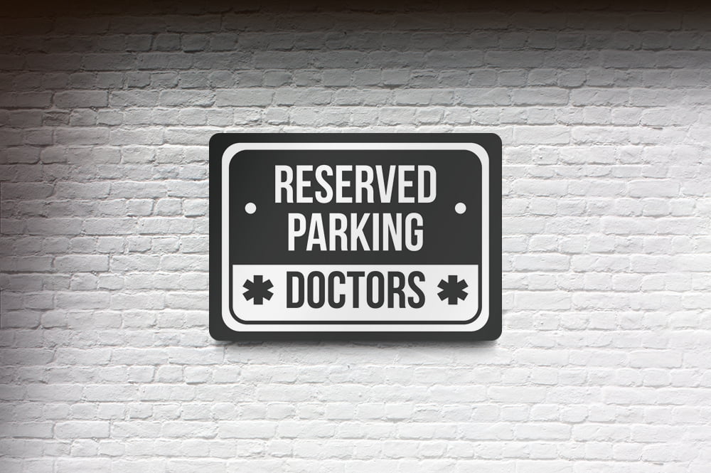 12x18 6 Pack of Signs Reserved Parking Doctors Print White and Black Notice Parking Metal Large Sign