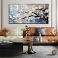 thumbnail image 6 of HFDF Modern Canvas Wall Art Blue Gold Leaf Abstract Painting Prints Minimalism White and Light Blue Tranquility Poster for Living Room Bedroom Office Decor 20x16inch Framed, 6 of 6