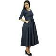 thumbnail image 5 of Bimba Women's Classic Chic Cotton Dress Formal 3/4 Sleeve A-line Pocket Dress, 5 of 9